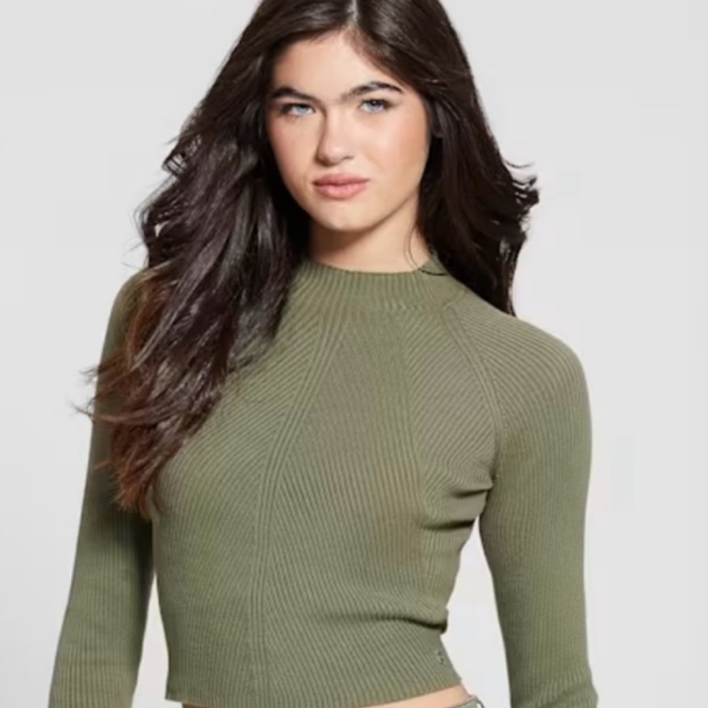 Guess Marie Open Back Ribbed Sweater Top in Smooth Pink - NWT